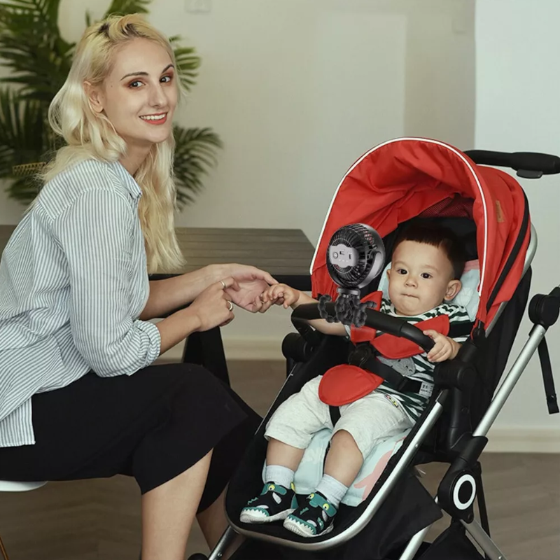 Black Mini Little One Stroller Fan With Flexible Tripod