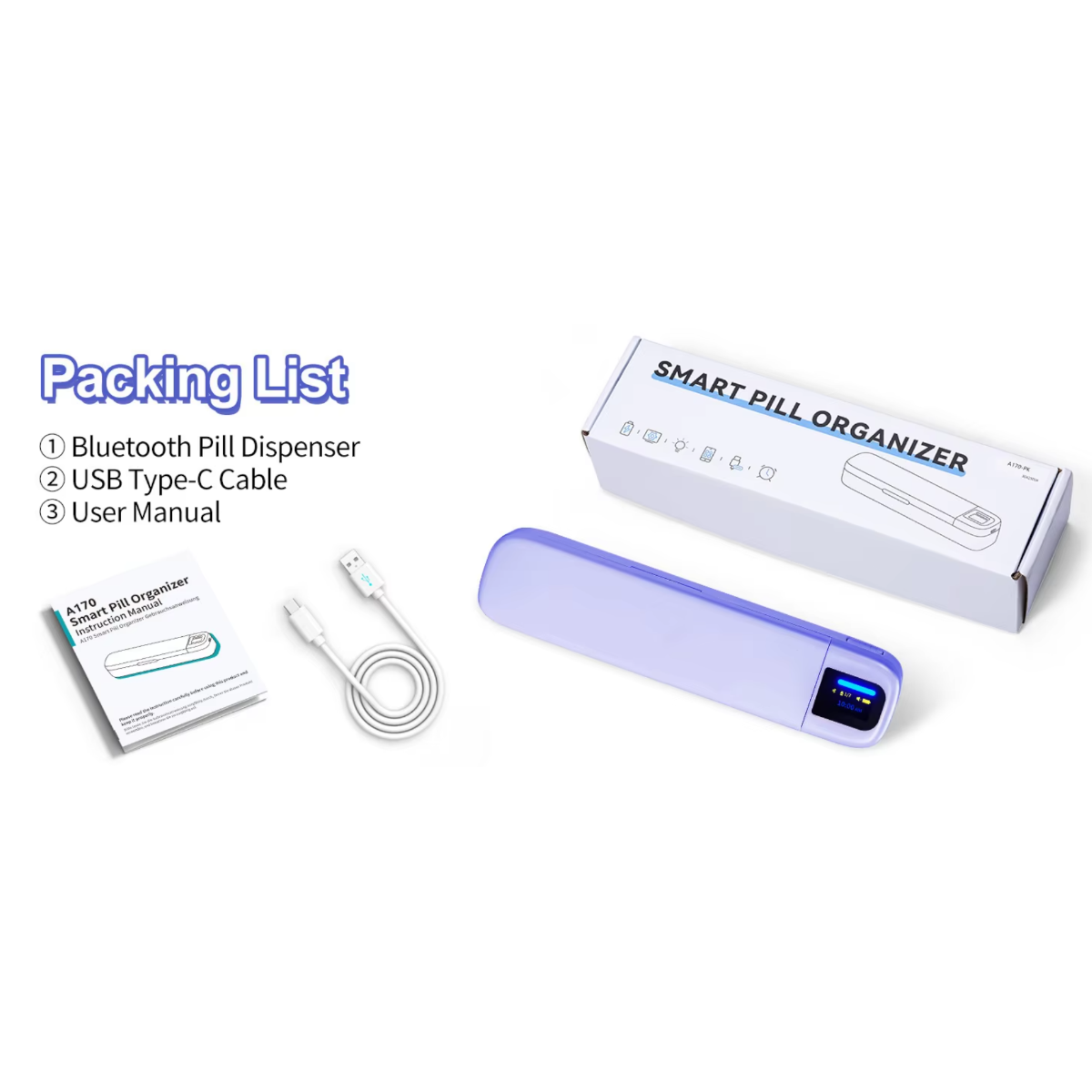 Bluetooth Smart Electronic Pill Case With Timer Clock 7 Day Portable Dispenser Box