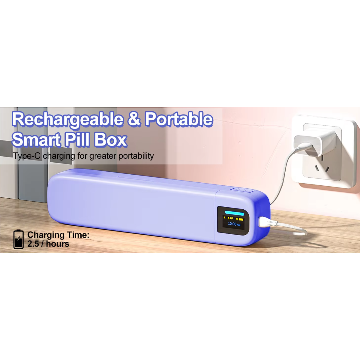 Bluetooth Smart Electronic Pill Case With Timer Clock 7 Day Portable Dispenser Box