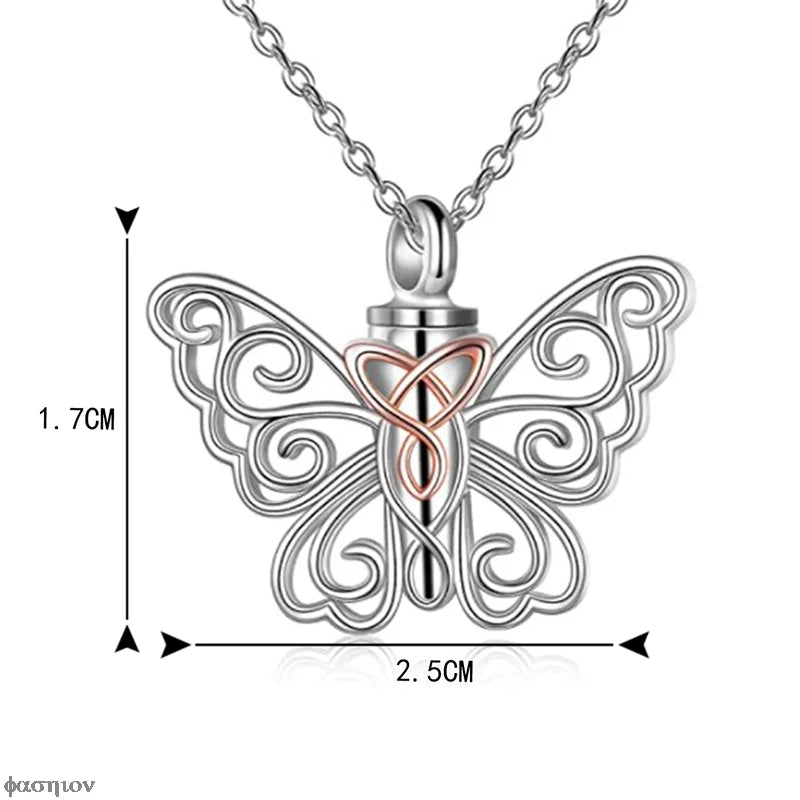 Butterfly Urn Necklace For Ashes Pendant Pets Cremation Keepsake Jewelry