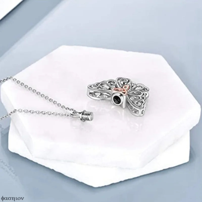 Butterfly Urn Necklace For Ashes Pendant Pets Cremation Keepsake Jewelry