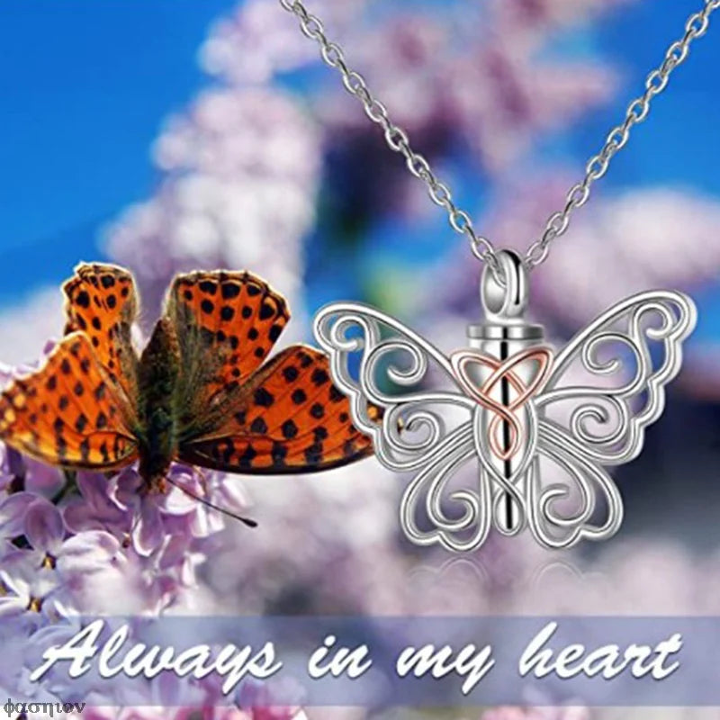 Butterfly Urn Necklace For Ashes Pendant Pets Cremation Keepsake Jewelry