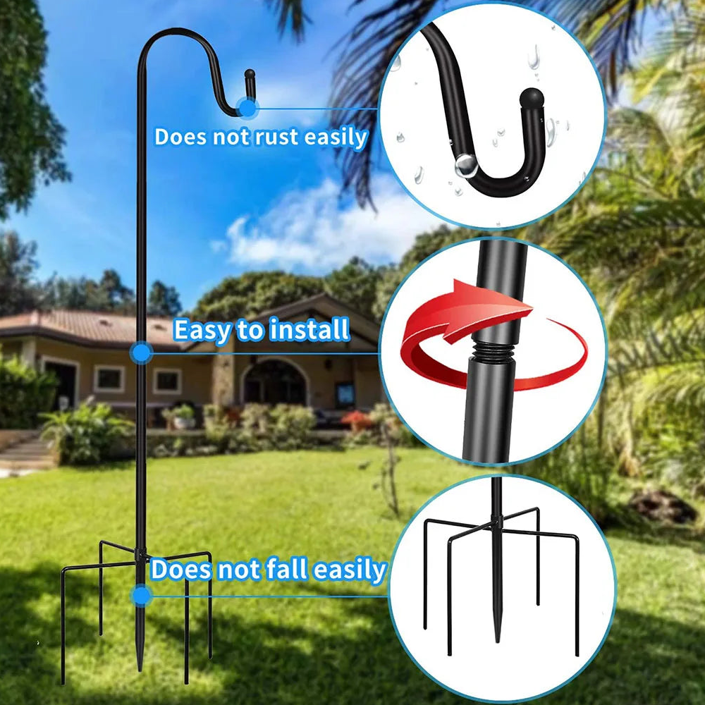 2Pcs Bird Feeder Hooks Stand Metal Lamp Lantern Holders Decoration Garden Plant Flower Basket Hangers