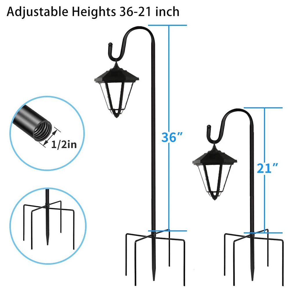 2Pcs Bird Feeder Hooks Stand Metal Lamp Lantern Holders Decoration Garden Plant Flower Basket Hangers