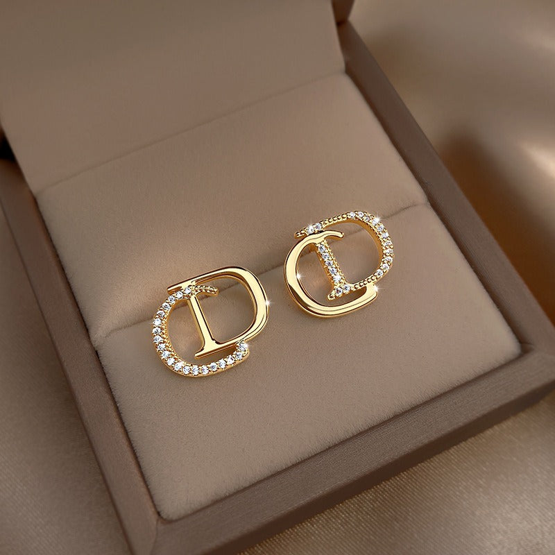 Cd Earrings For Women Silver Needle Versatile Letter