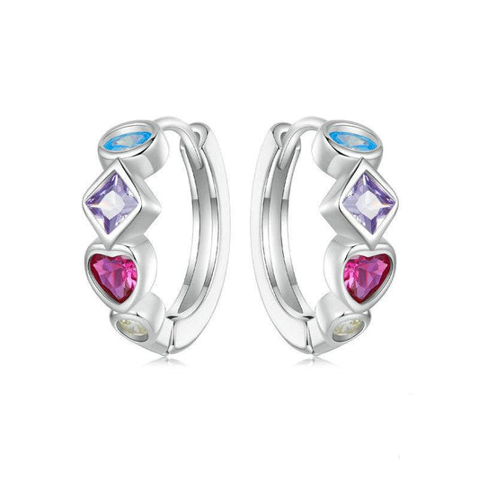 Silver Charm Zirconia Splicing Ear Buckle European American Fashion Earrings