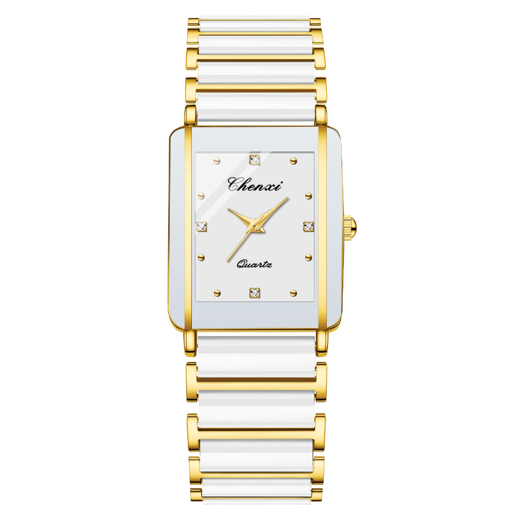Square Couple Watch For Women And Men Ceramic Quartz