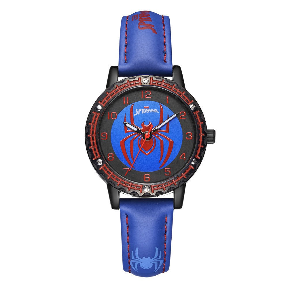 Children Spiderman Quartz Watch Luminous Pointer Boy's Wristwatch