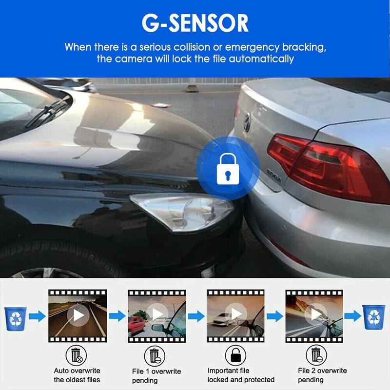 3.16 Inch 1080P Hd Night Vision Front And Inside Dual Lenses Driving Recorder