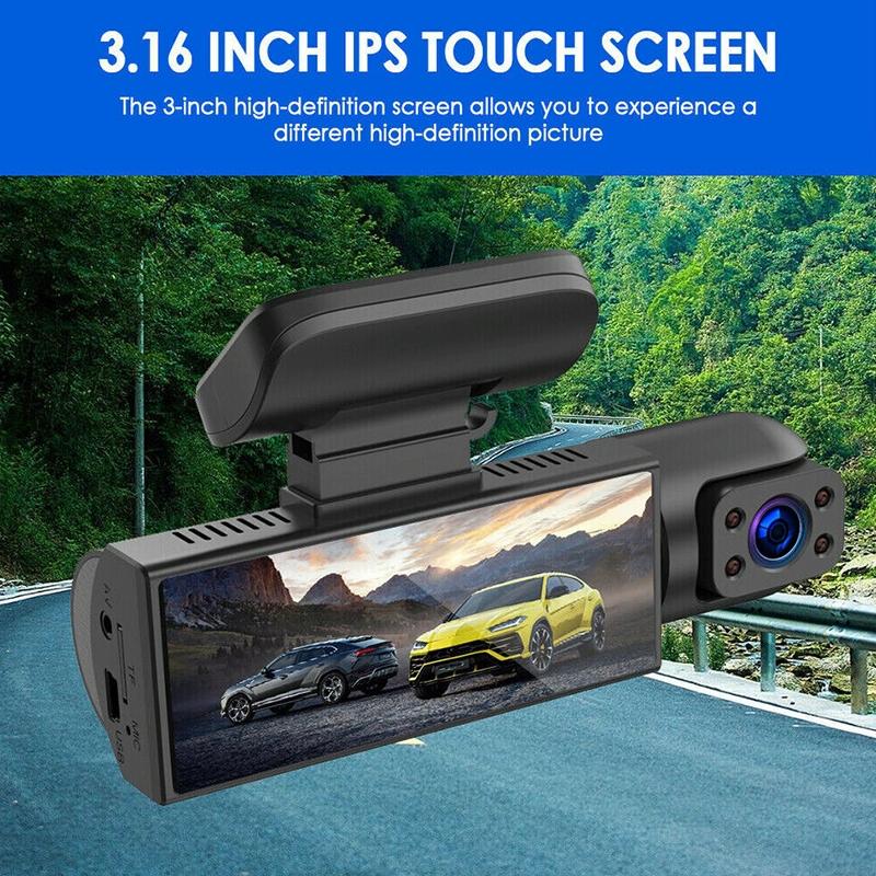 3.16 Inch 1080P Hd Night Vision Front And Inside Dual Lenses Driving Recorder