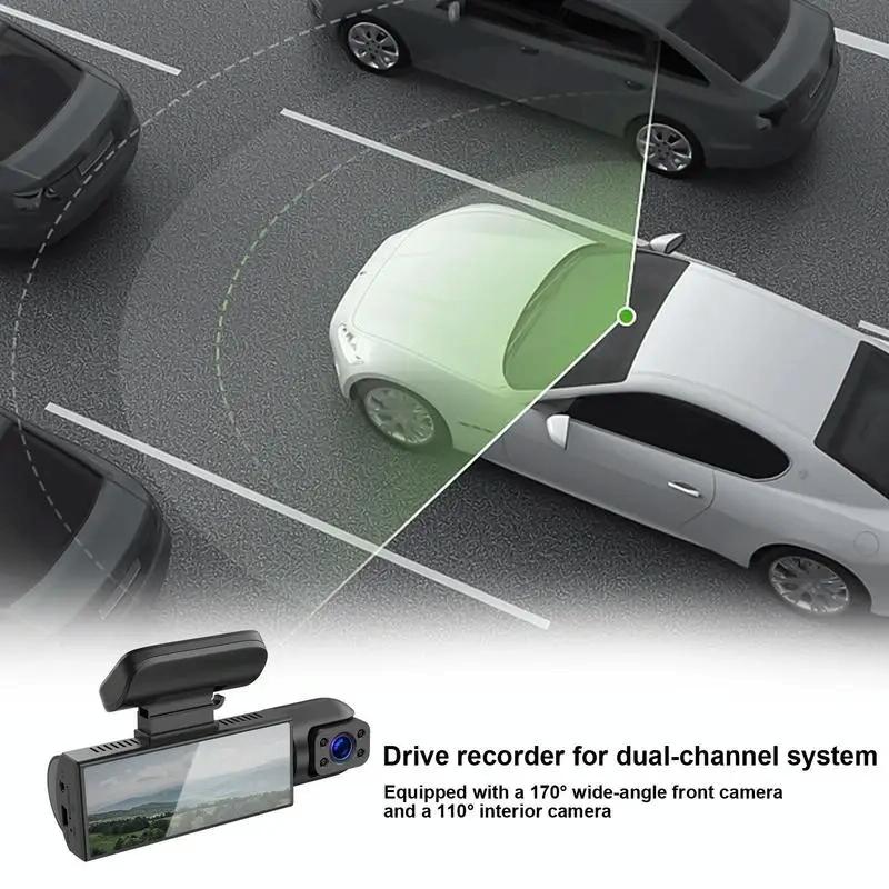 3.16 Inch 1080P Hd Night Vision Front And Inside Dual Lenses Driving Recorder
