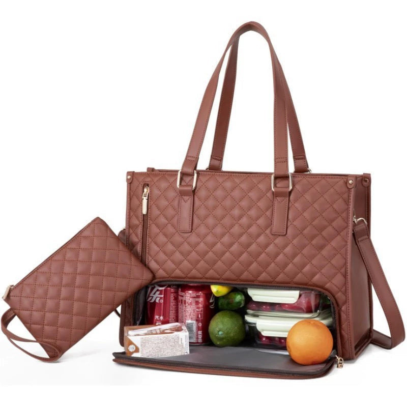 2 In 1 Travel Tote: Laptop & Insulated Lunch Bag. Ideal For Business Work Nursing Office College Casual Use