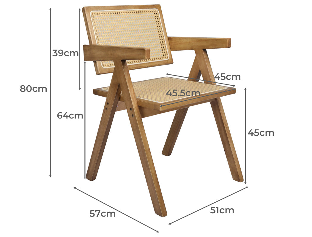 Set Of 2 Solid Wood Dining Chairs With Rattan Natural For Elegant Experience
