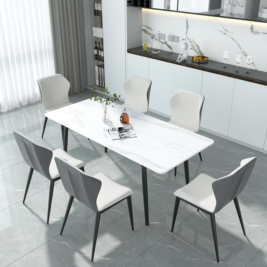 Steel Dining Table 4-6 Seater 150Cm White