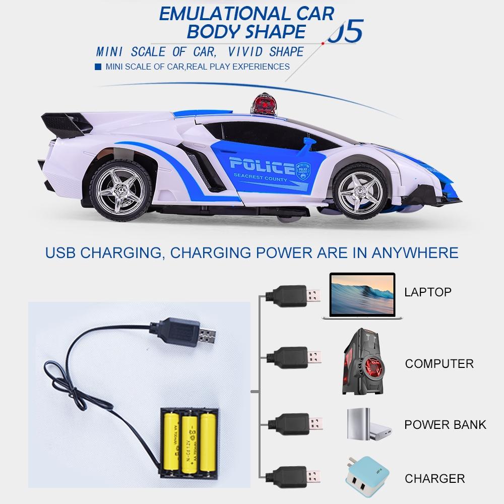 Remote Control Police Car Four Channels Deformable Toy Vehicle For Children