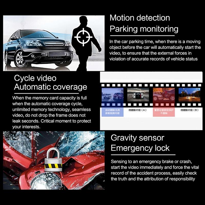 V9 Hd Three Inch Car Night Vision Driving Recorder With Rear Camera