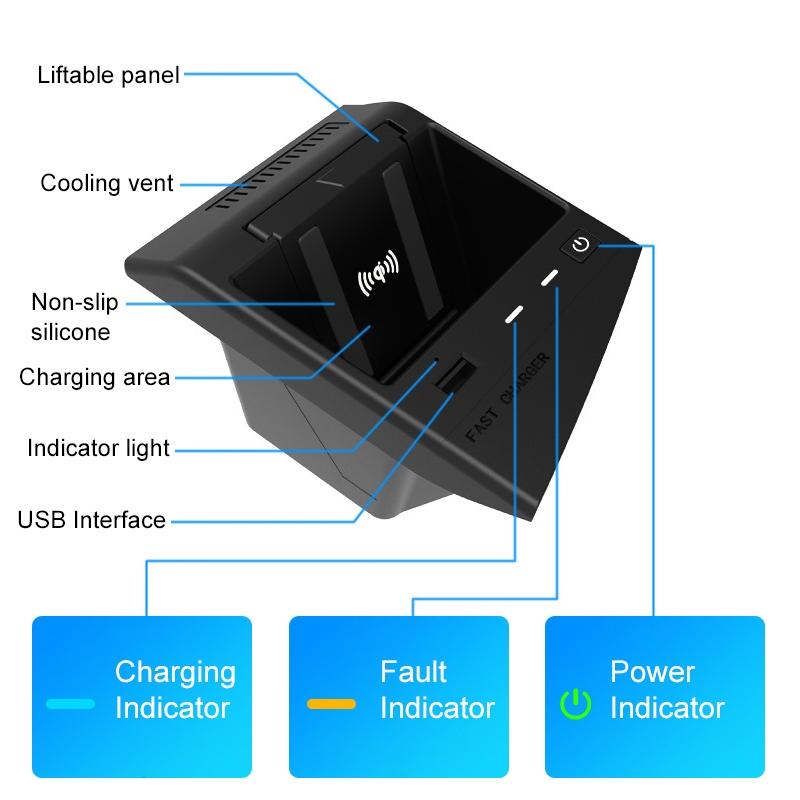 Wireless Charger For Lexus Es 2018 To 2022 Qi Standard Quick Charging