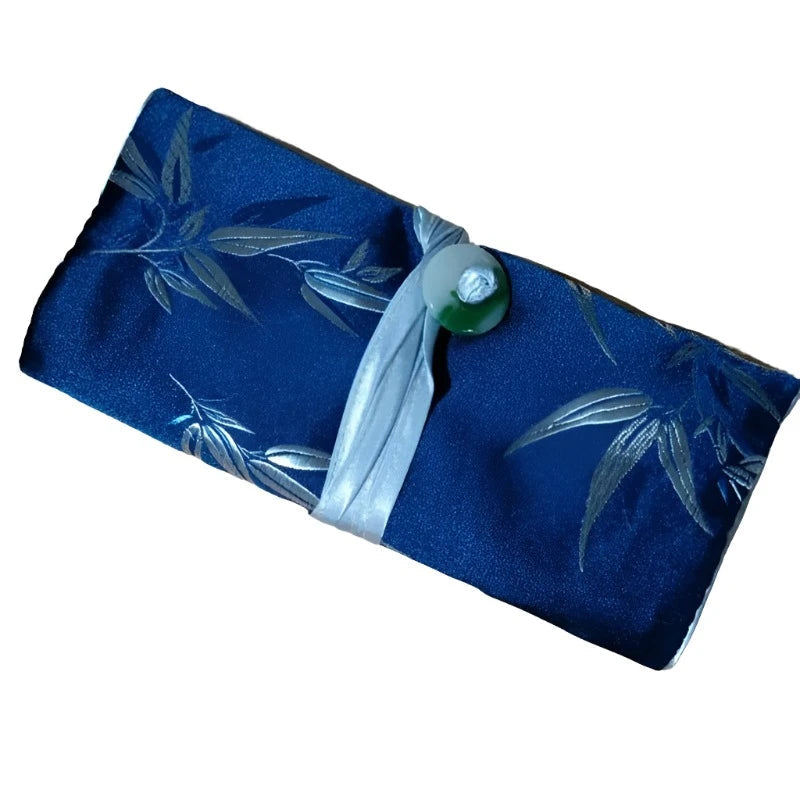 Chinese Silk Brocade Jewelry Roll Up Bags Travel Storage Pouch For Accessories