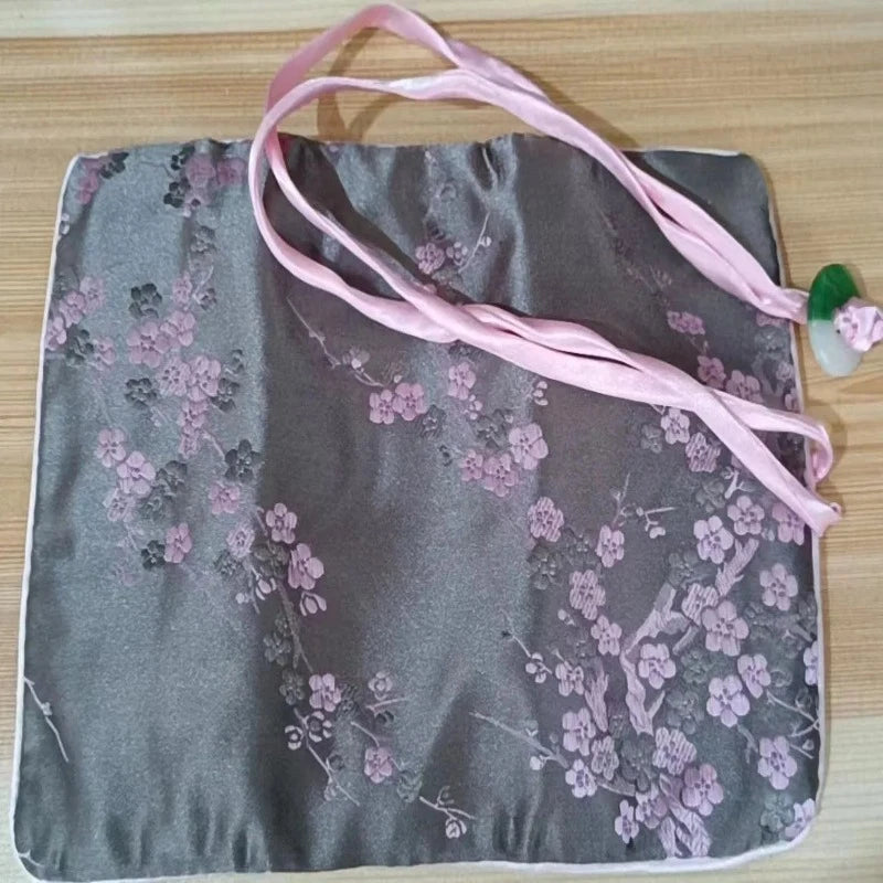 Chinese Silk Brocade Jewelry Roll Up Bags Travel Storage Pouch For Accessories