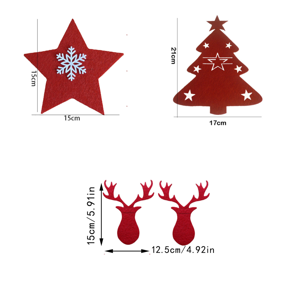 4Pcs/Set Christmas Cutlery Holder Knife And Fork Pocket Bag Cover Star Tree Elk Table Decoration