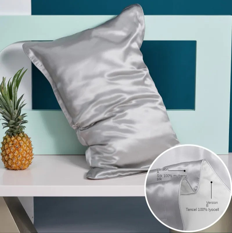 Pillowcase 50X75cm Light Gray Pure Real Silk For Comfortable Home Bed Use