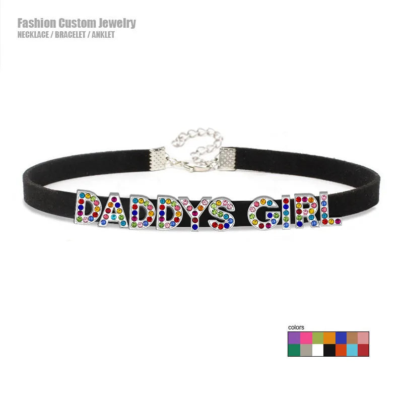 1 Sets of Veile Studios Colorful Letters Daddys Girl Choker Necklace Custom Collar Fashion Jewellery