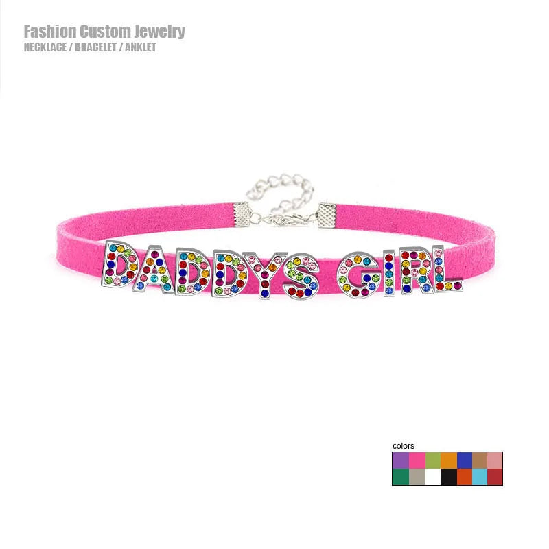 1 Sets of Veile Studios Colorful Letters Daddys Girl Choker Necklace Custom Collar Fashion Jewellery