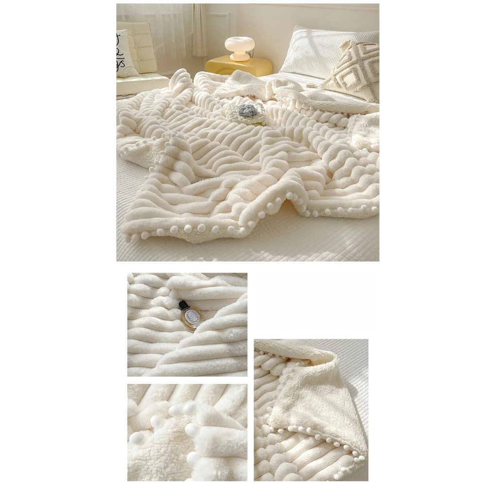 Blanket Cream White Tuscan Faux Rabbit Fur Weighted 120X150cm