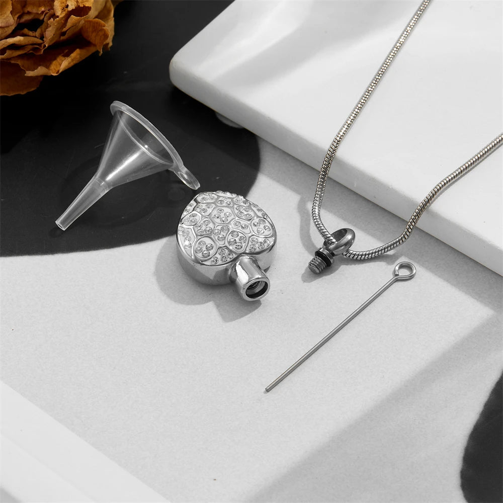 Cremation Necklace For Ashes Stainless Steel Pendant Holder Memorial Jewelry