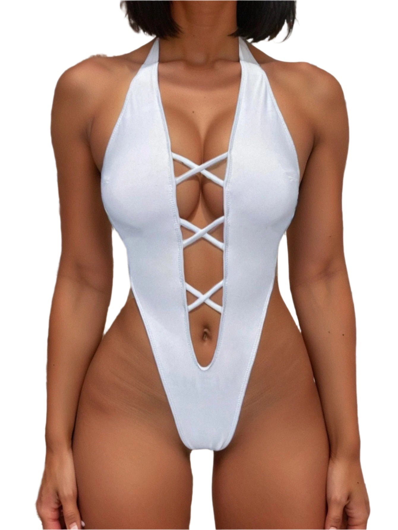 One-Piece Swimsuit Sexy Bikini Womens Backless Solid Color