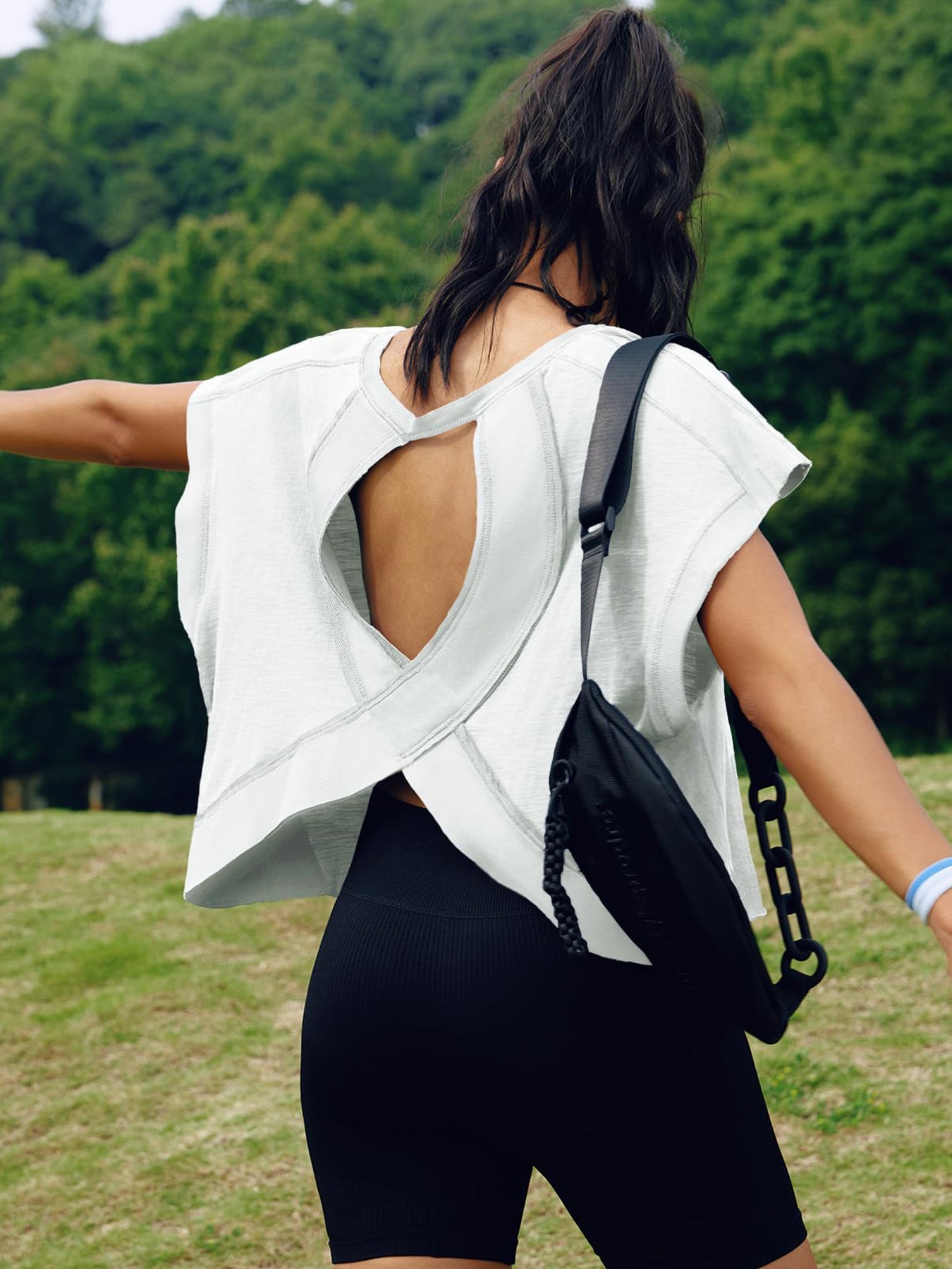 Women's Beautiful Back Sports Yoga T-Shirt Loose Casual Breathable