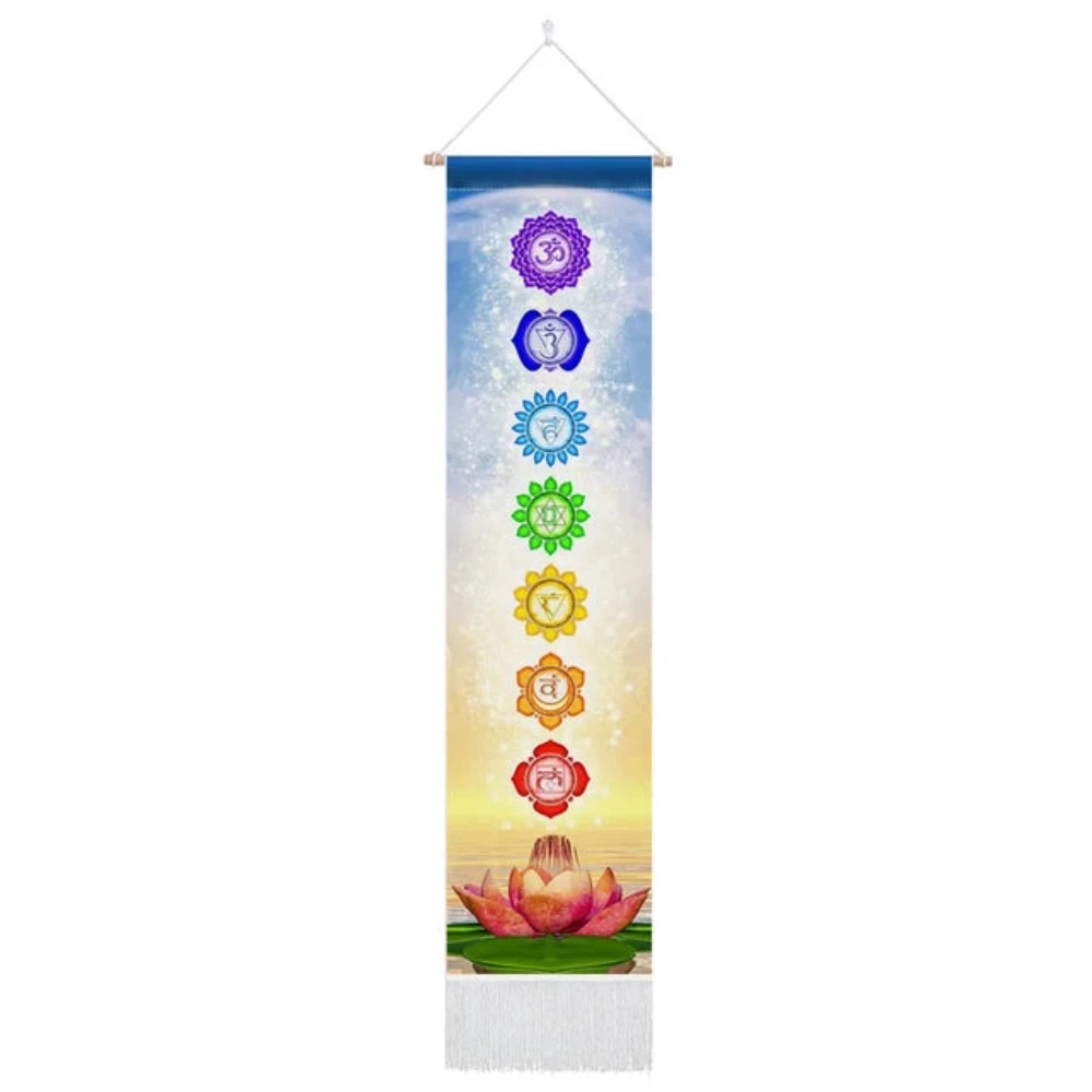 Seven Chakra Tapestry Hippie Mandala Chakras Wall Hanging Fabric Yoga Meditation Tapestries For Spiritual Room Decor