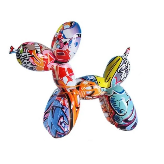 Resin Graffiti Balloon Dog Figurines For Interior Home Desktop Decoration Painting Colorful Art Animals Statue Crafts It