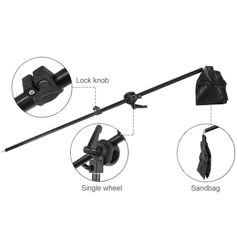Single Light Softbox Set With Tripod And Arm Jib For Studio Flash Equipment