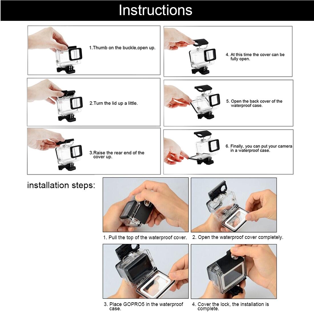 Waterproof Housing Case For Gopro Hero 6 And 5 With Easy Mounting Lens Protection
