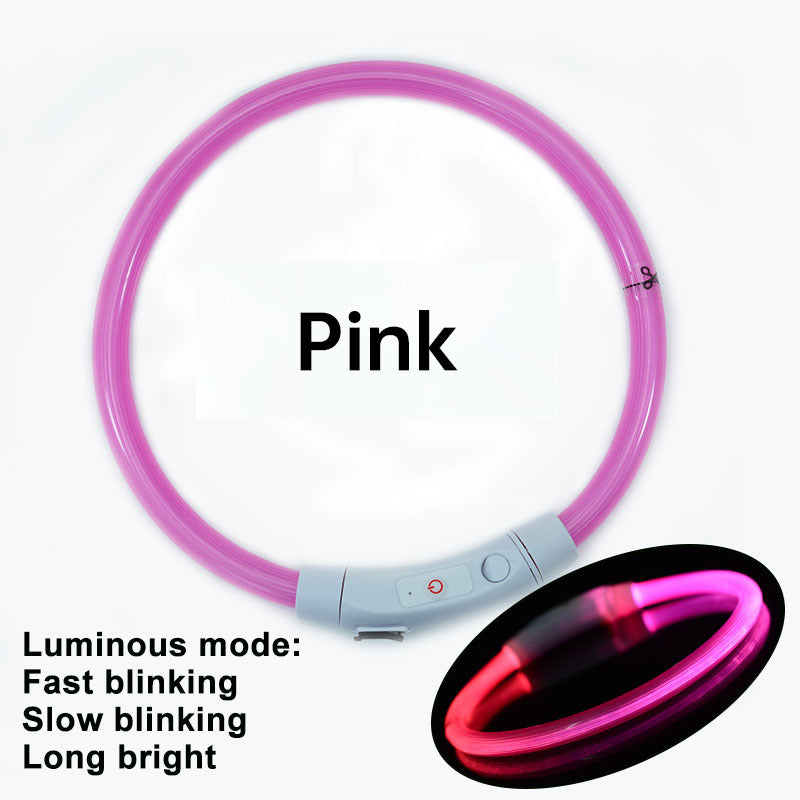 3 Mode Led Dog Collar Usb Rechargeable Detachable & Glowing Pet Safety Necklace For Night