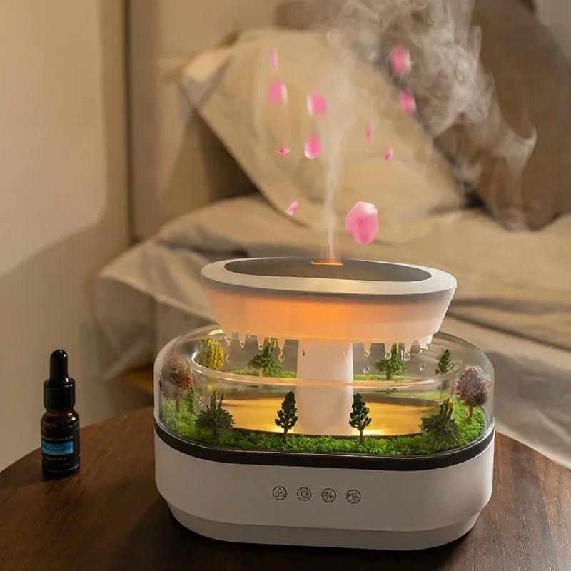 Smart Cool Mist Raindrop Air Humidifier For Garden Landscape Christmas Tree White Noise Oil Aroma Diffuser Portable