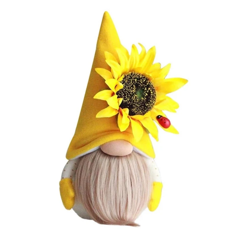 Bee Gnome Spring Sunflower Doll Decor Handmade Bumble Plush Faceless Ornaments Bedroom Desktop Gnomes