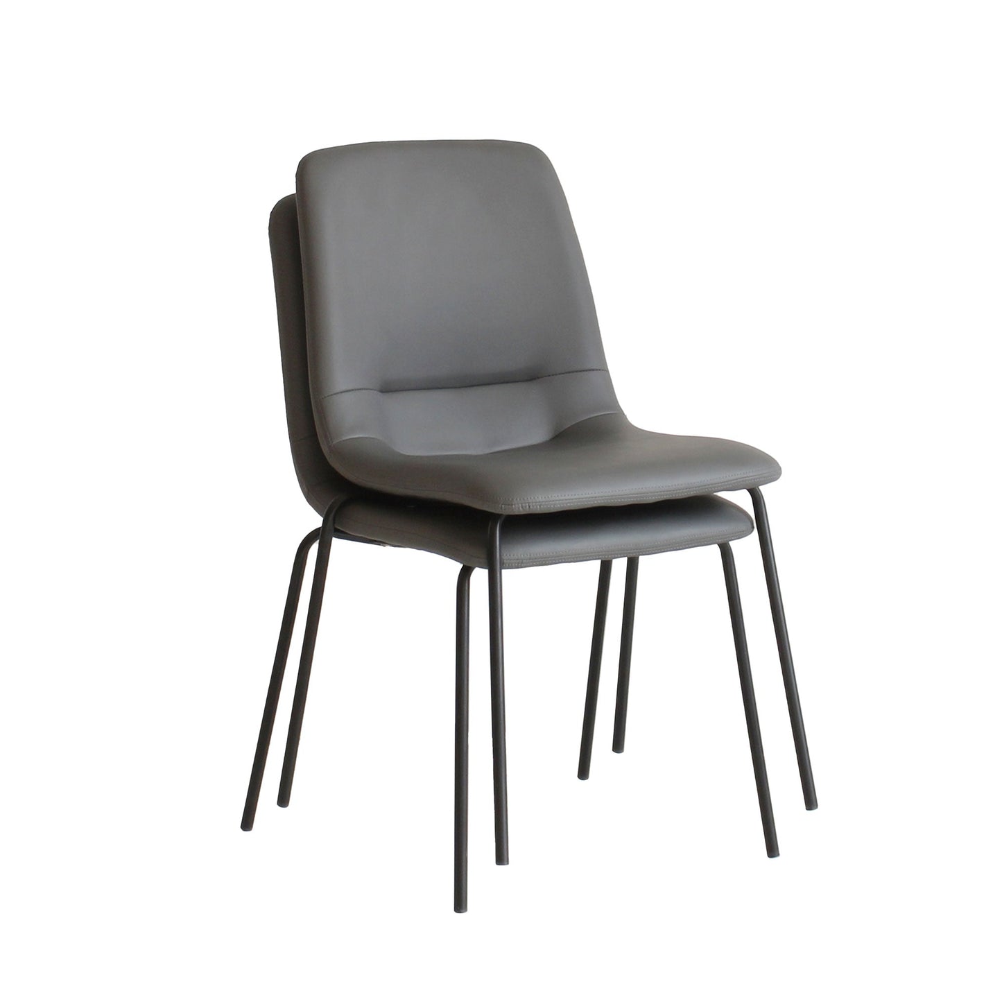 4Pcs Stackable Dining Chairs Kitchen Dark Grey