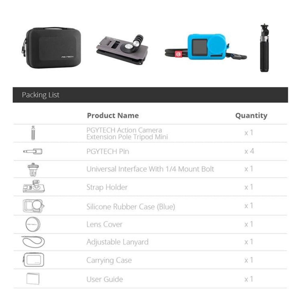 Travel Kit For Dji Action Camera Tripod Backpack Clip And Storage Solution