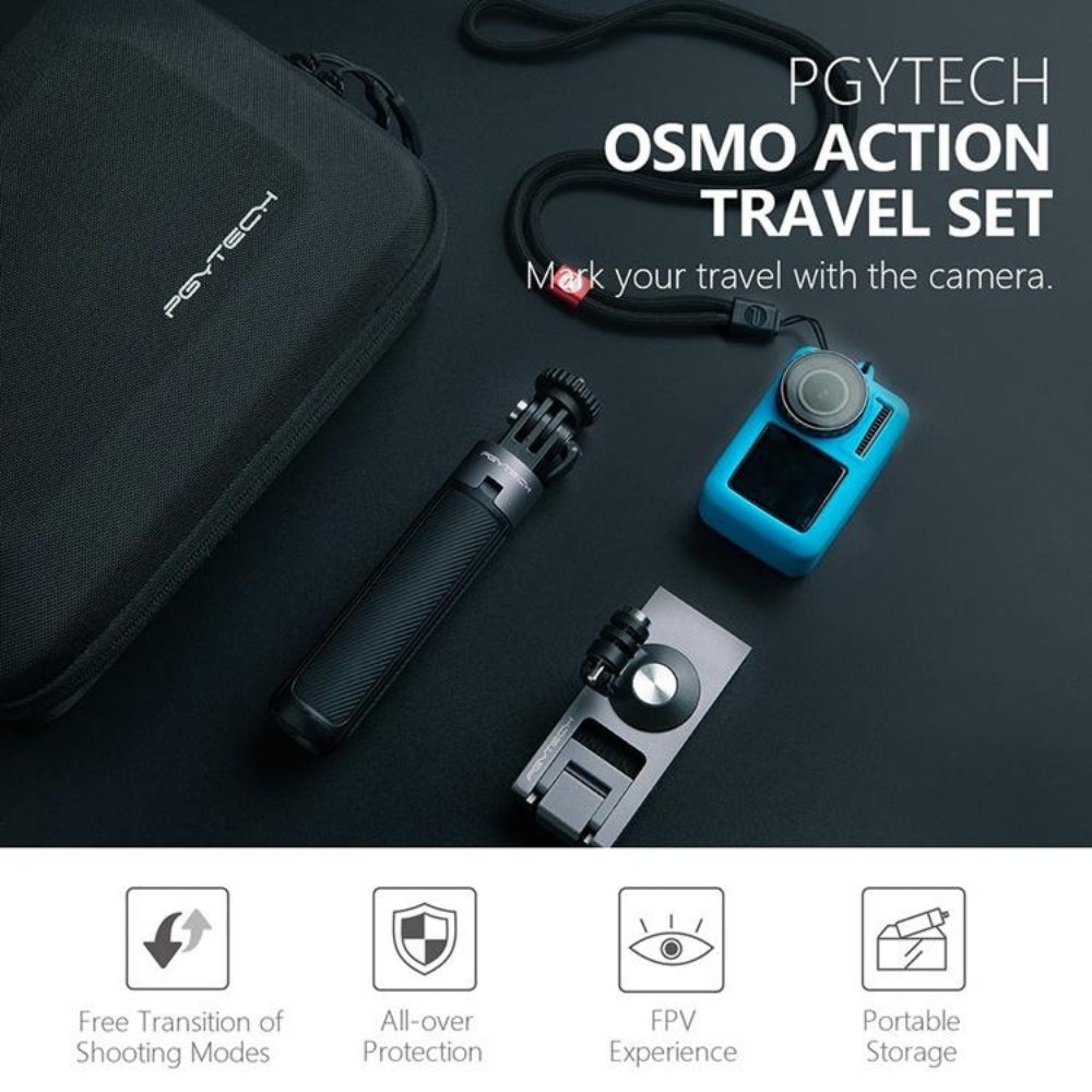 Travel Kit For Dji Action Camera Tripod Backpack Clip And Storage Solution
