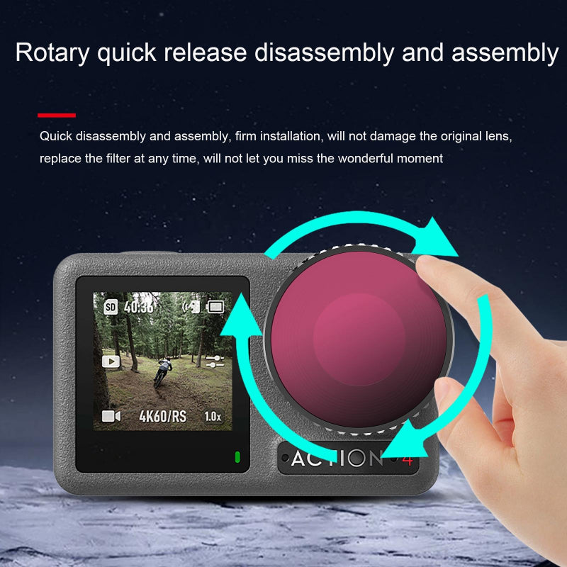 4 In 1 Lens Filter Set For Dji Action With Nd8 Nd16 Nd32 And Cpl