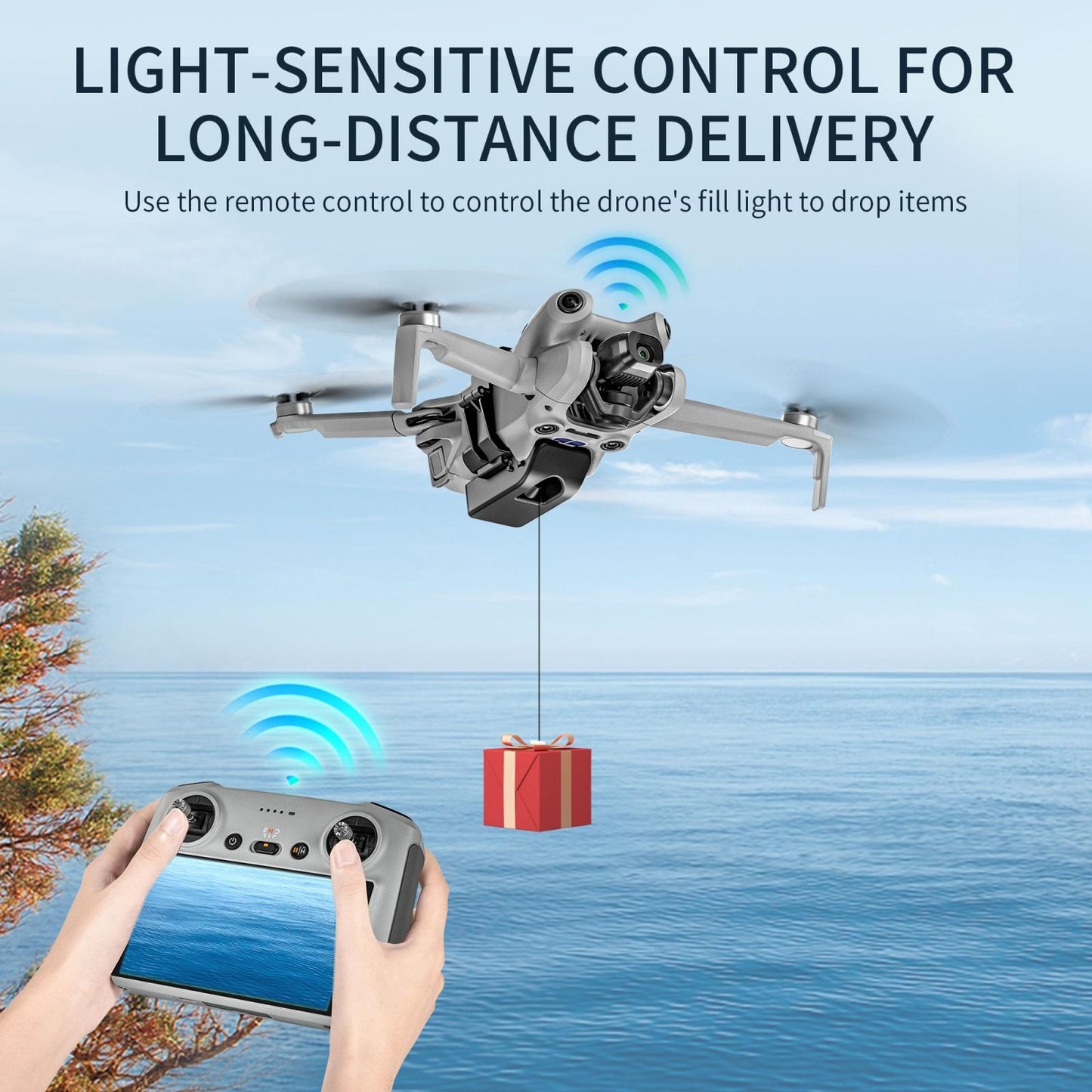 Parabolic Air Dropping System With Led Light For Dji Mini 4 Pro Drone Accessory Bundle