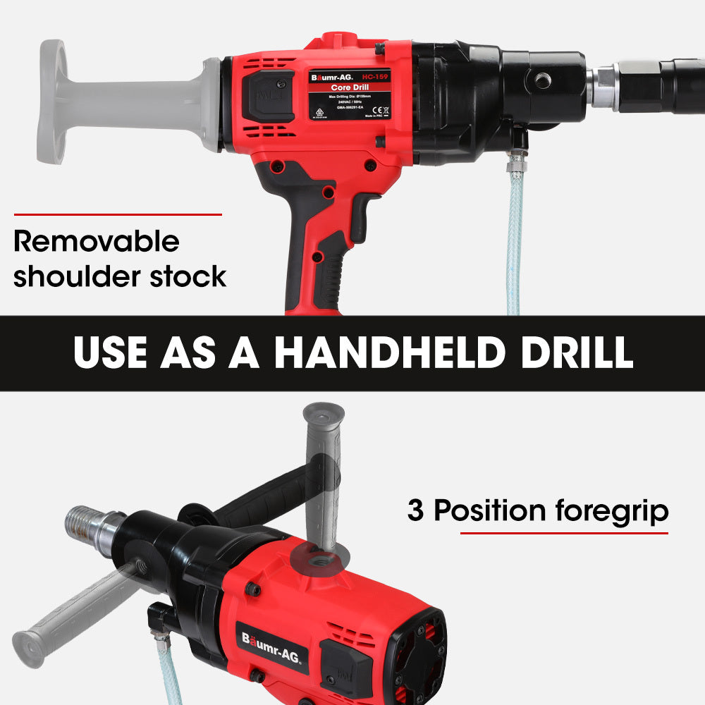 Baumr Ag 2000W 160Mm Handheld Concrete Core Drill With Rig Stand