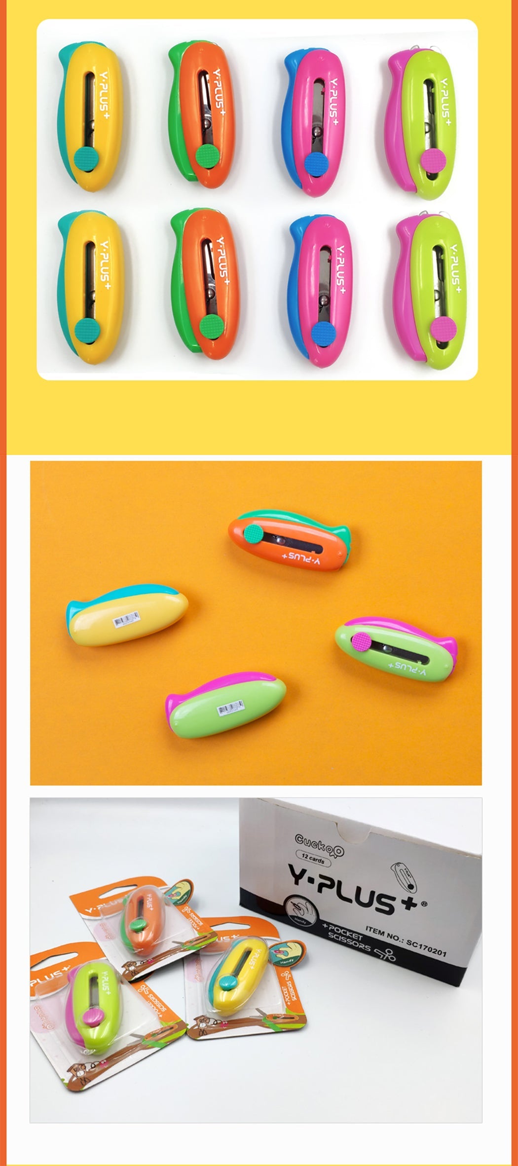 Cuckoo Spring Action Pocket Scissors Kids Craft Pink Green