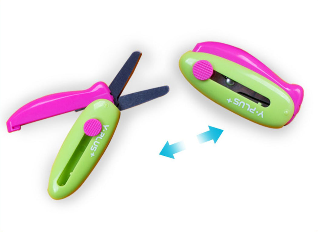 Cuckoo Spring Action Pocket Scissors Kids Craft Pink Green