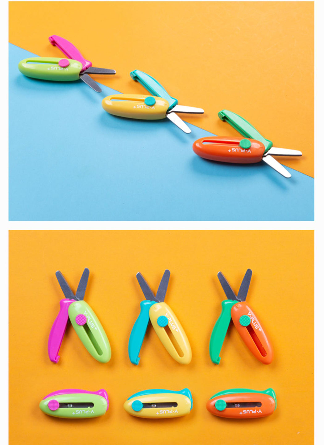 Cuckoo Spring Action Pocket Scissors Kids Craft Pink Green