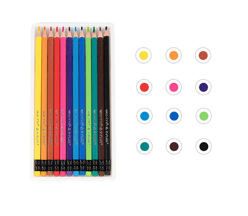 Yplus Erasable Color Pencil With Eraser 12 Colours