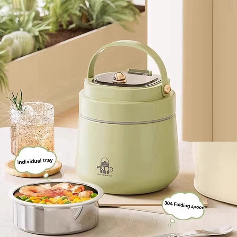 Adults Stainless Steel Insulated Lunch Box With Spoon And Fork Bag Leak Proof Keeps Food Warm