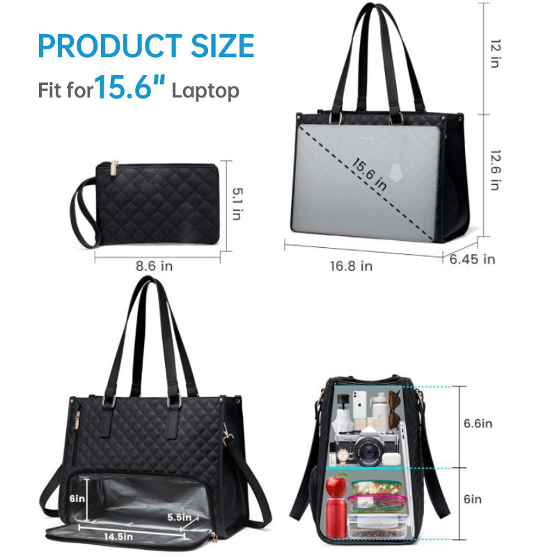 2 In 1 Travel Tote: Laptop & Insulated Lunch Bag. Ideal For Business Work Nursing Office College Casual Use